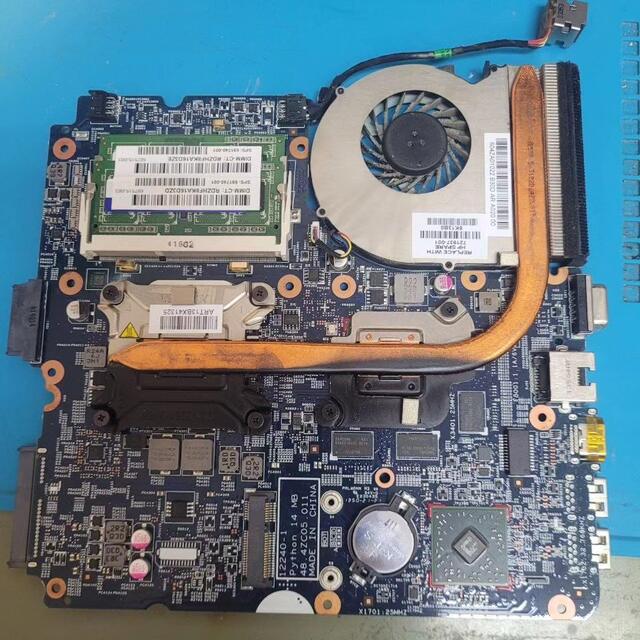 Płyta laptopa HP z wentylatorem, miedzianą rurką cieplną i pamięcią RAM